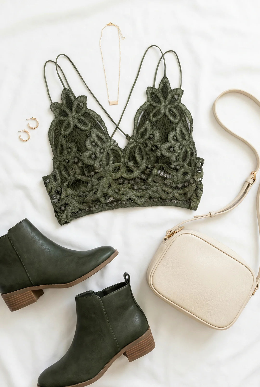 Olive Green Lace Bralette