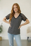 Stripe lace top