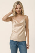 Satin Cream Woven Beaded Strap Tank