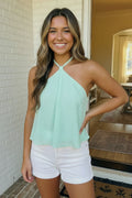 Mint Chiffon Textured Tank