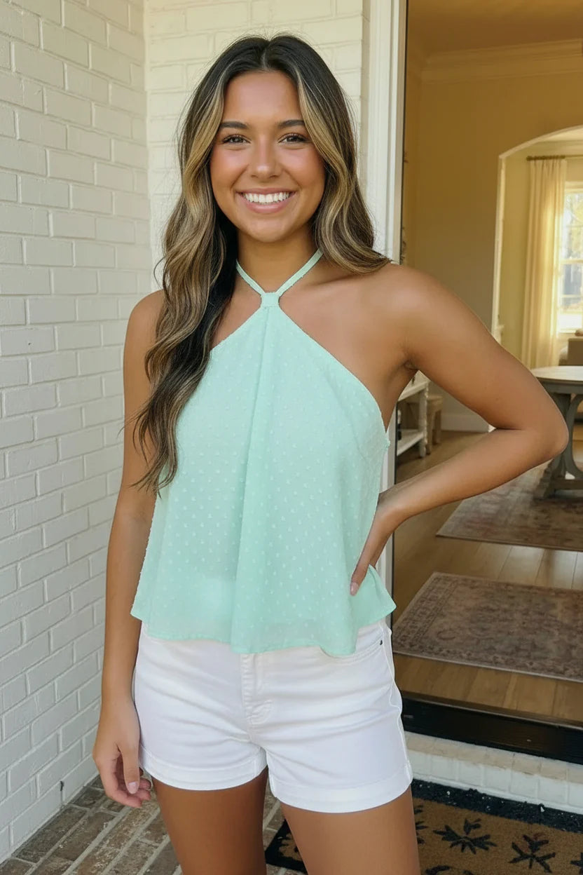 Mint Chiffon Textured Tank