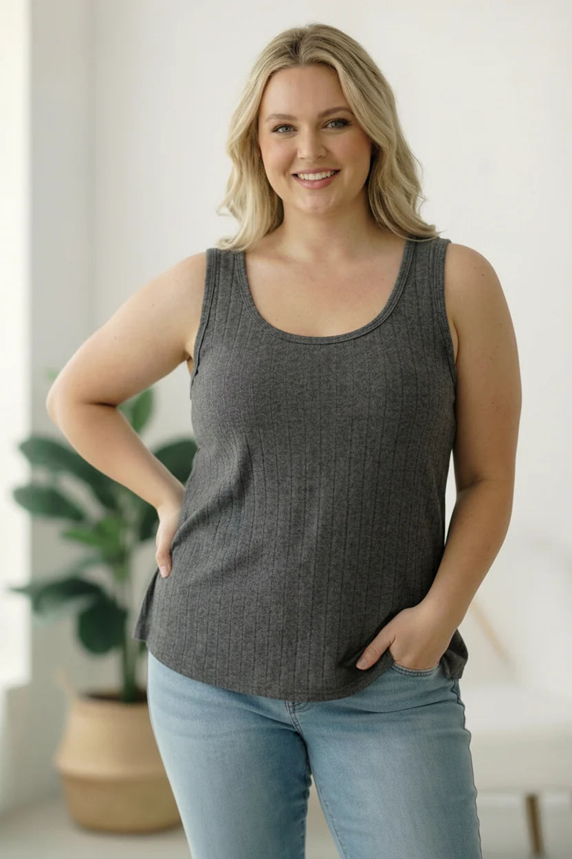 *Charcoal Ribbed Tank*
