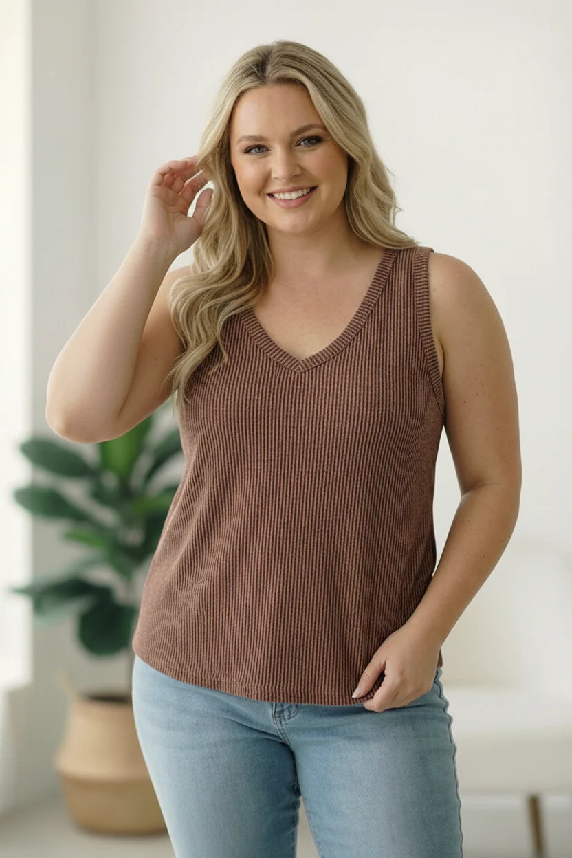 Mocha Ribbed Tank